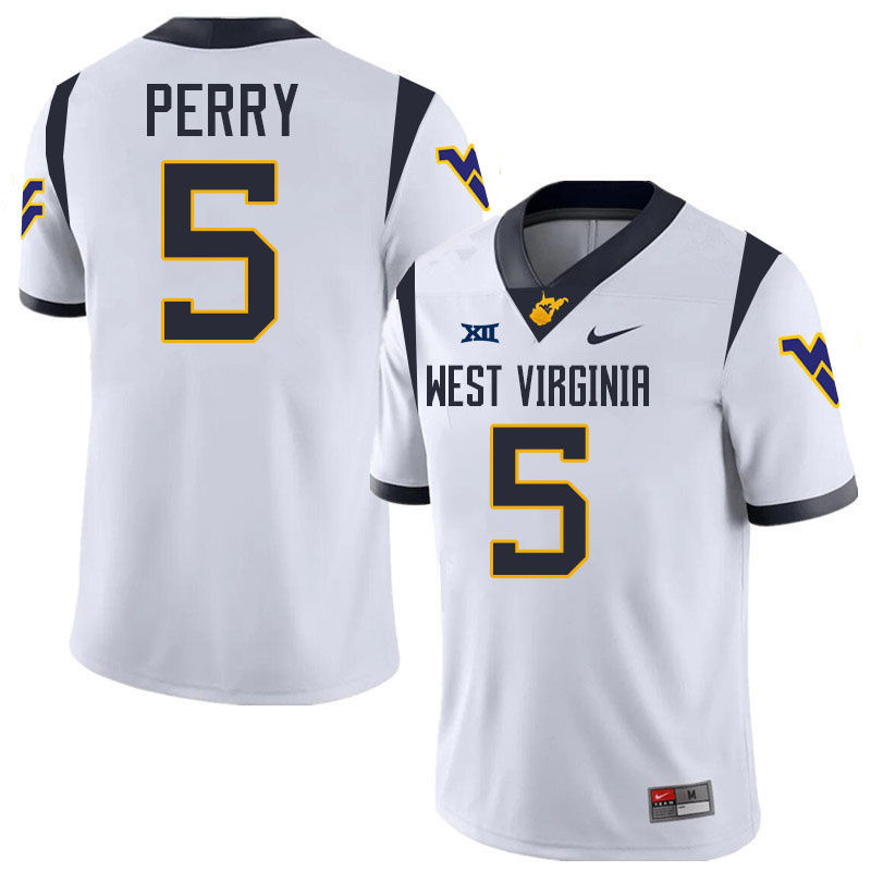 Fred Perry WVU Jersey,West Virginia Mountaineers #5 Fred Perry Jersey Youth College-White